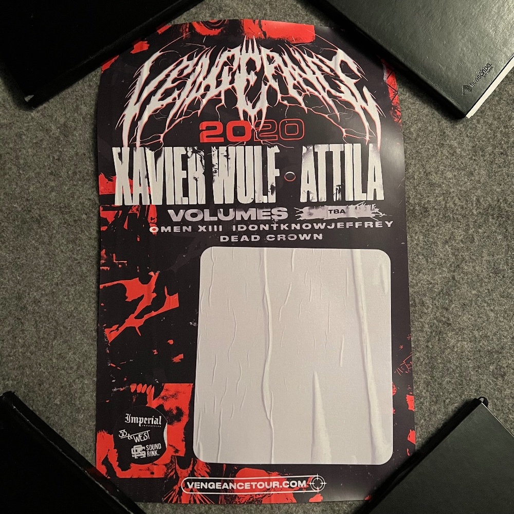 XAVIER WULF / ATTILA 11x17 "Vengeance 2020" Tour Promo Poster w/ Volumes
